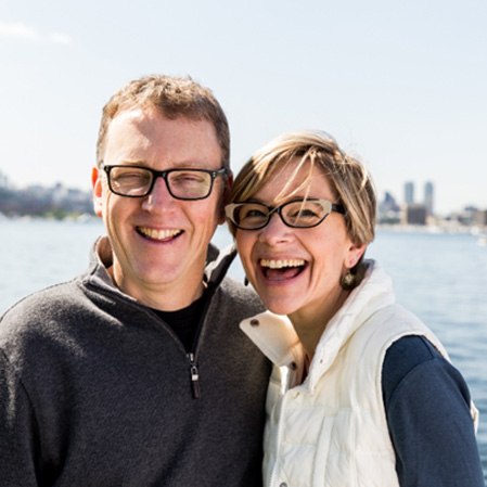 middle-aged smiling couple 